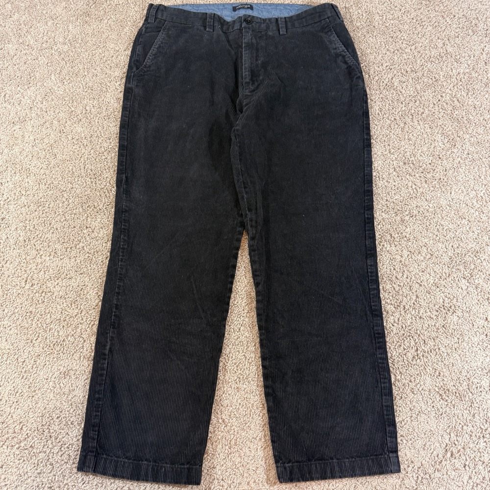 Nautica Corduroy Pants Mens 38x30 Black Good Classic Fit The Deck Pant Cotton